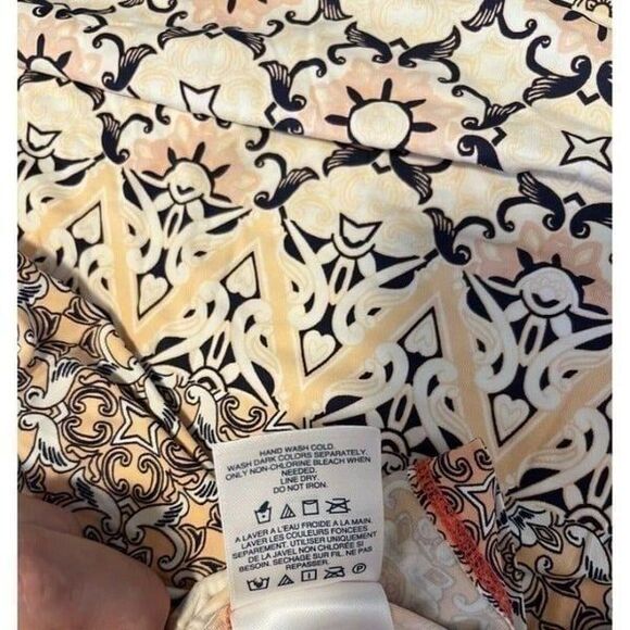 Lands End Womens Top Medium Pullover Long Sleeve Peach Mosaic Boat Neck Casual - Picture 9 of 9